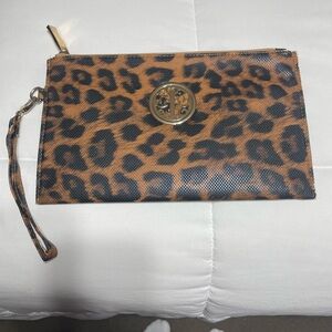 Leopard Print Wristlet Clutch